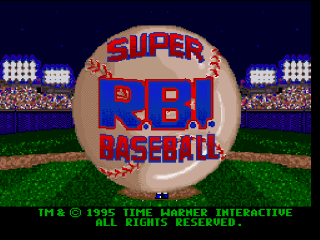 Super RBI Baseball title screen for Super Nintendo